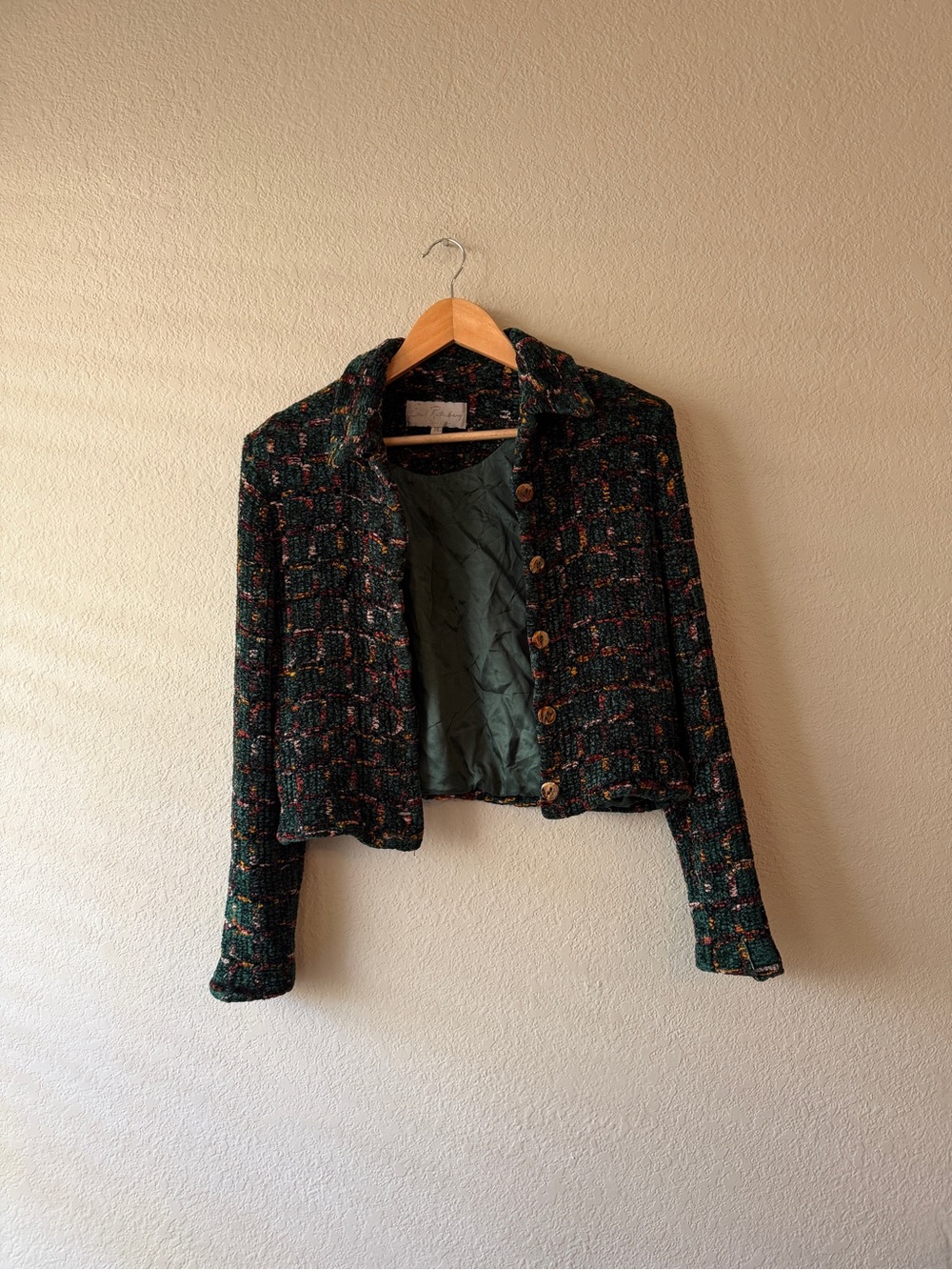Emil Rutenberg Cropped Tweed Jacket in Dark Green - Medium